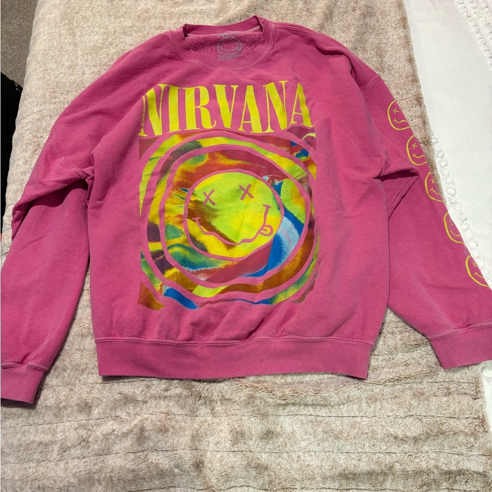 Urban Outfitters Pink Nirvana Crew Neck Sweater